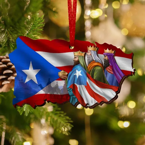 Miniatura 11 de FLAGWIX Regalos de Navidad de Puerto Rico para mujeres y hombres, adornos de madera 2025 para decoración de árboles, adorno de Navidad de Puerto