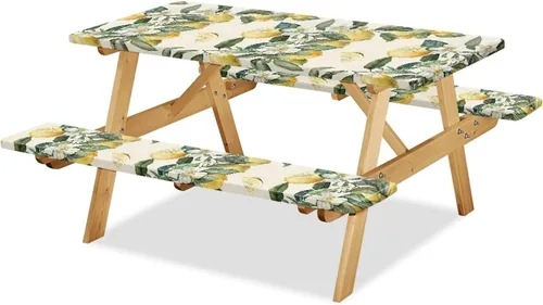 Miniatura 14 de Juego de 3 piezas de mantel de picnic con hojas de arce de pavo y girasol, lavable a máquina, fácil de instalar, funda para mesas y asientos Girasol