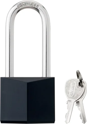 Miniatura 6 de Paquete de 12 cerraduras con llave igual, candado de latón cubierto negro con grillete largo de acero inoxidable, cuerpo de bloqueo de 1-9/16