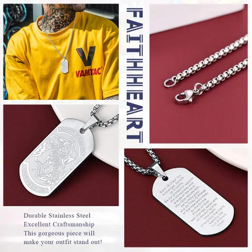 Miniatura 6 de FaithHeart - Collar de San Miguel, dije personalizado de protección del arcángel, para hombres y mujeres, acero inoxidablechapado en oro Medalla