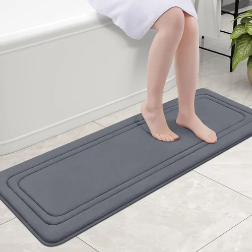 Miniatura 77 de Grandaily Alfombra de baño de espuma viscoelástica de 24 x 16 pulgadas, ultrasuave, antideslizante y absorbente, lavable a máquina, cómoda alfombra