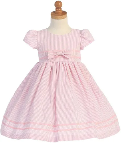 Miniatura 3 de Lito Soft Stripe Short Sleeve Seersucker Easter Dress
