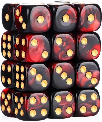 Miniatura 50 de 36 piezas de paquete de dados MINI de 12 mm de 6 caras, juego de dados D6 de dos colores, dados estándar de 6 caras para Yahtzee, Bunco o enseñanza