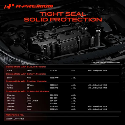 Miniatura 2 de A-Premium Kit de cubierta de válvula de motor compatible con Chevy Cruze, Sonic, Trax, Aveo, Aveo5, L4 1.6L 1.8L (tipo de aluminio mejorado)