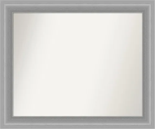Miniatura 339 de Amanti Art Espejo de baño plateado para sobre el fregadero, 24 x 24 pulgadas, espejo cuadrado de peltre forjado a medida, marco de madera casual