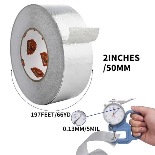 Miniatura 4 de TAPEBEAR Cinta de protección térmica de papel de aluminio de 2 pulgadas x 65 yardas, cinta fría de fibra de vidrio aluminizada 5.5 mil resistente al