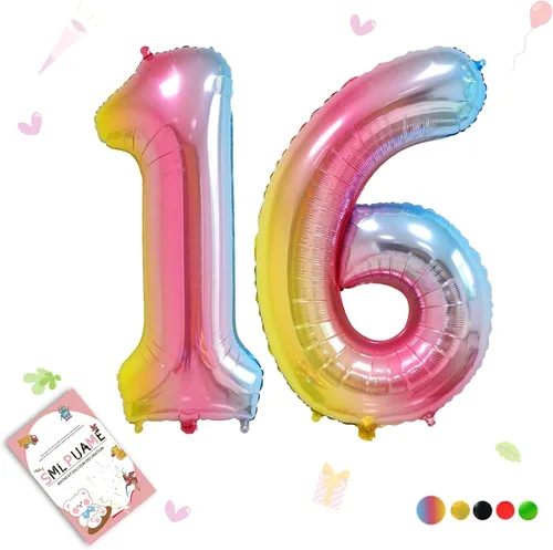 Miniatura 12 de Globos de números de 40 pulgadas del 0 al 9 dorados grandes del número 0, globos digitales para suministros de decoración de celebración de fiesta