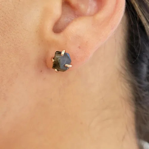 Miniatura 86 de Aretes de piedra preciosa natural en bruto con oro rosa sobre plata de ley 925, 6 a 0.276 in, regalo de piedra de nacimiento de calidad genuina