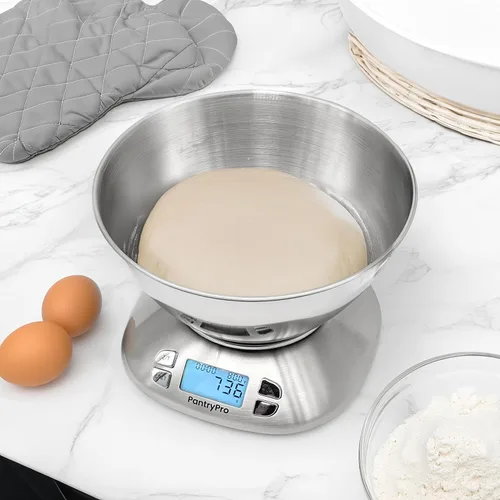 Miniatura 6 de The Display Guys - Báscula digital de cocina de acero inoxidable con cuenco para laboratorio de café y alimentos, pantalla LCD, gramos, libras