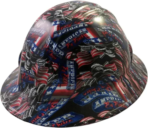 Miniatura 41 de Texas America Safety Company Casco de seguridad con visera completa, diseño patriótico hidroimpreso, con suspensión de 4 puntos y bolsa Primera