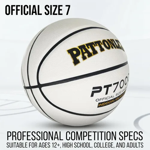 Miniatura 6 de Basketball Ball – Official Size– Composite Leather Indoor/Outdoor Basketball for Men, Women & Girls, with Pump Blanco
