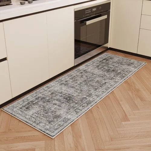 Miniatura 5 de Rugcomf Alfombra de pasillo para pasillos de cocina, antideslizante, 2 x 6 pies, alfombras lavables con parte trasera de goma, alfombra floral suave