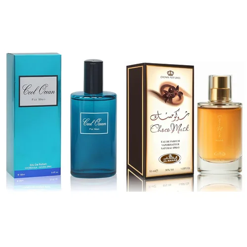 Miniatura 17 de Set de regalo de perfume para hombre, EDP, paquete de 2 (3.4 oz / 3.4 fl oz cada uno), Amazing Code Gold, AQUA DE EP BLUE, ámbar picante y azul