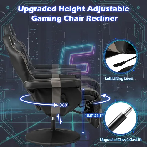 Miniatura 7 de POWERSTONE Silla reclinable para videojuegos, silla de masaje ajustable con soporte para tazas, reposapiés, sofá individual ergonómico, sala