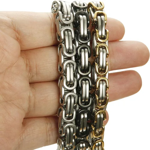 Miniatura 5 de FIBO STEEL - Pulsera para hombre cadena de eslabones de acero inoxidable 2piezas 8mm para hombre, pulseras bizantinas, 8.0-9.1pulgadas