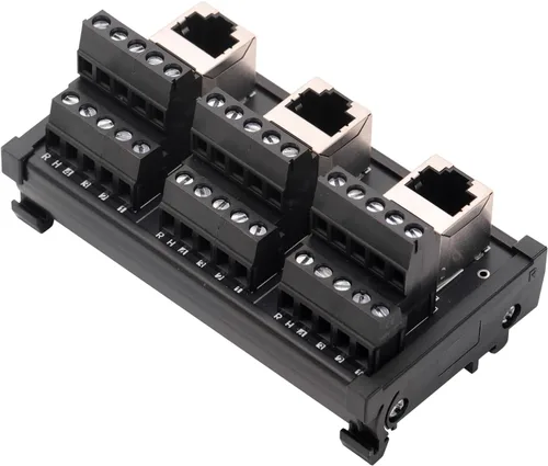Miniatura 11 de Placa de distribución de conector Ethernet de montaje en riel DIN RJ45 8P8C, conector de bloque de terminales de conector vertical RJ45