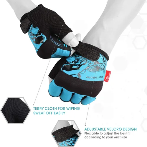 Miniatura 4 de FOUR-AM Guantes de ciclismo, guantes de bicicleta de 0.157 in de seguridad en los nudillos. Guantes de ciclismo de montaña de medio dedo MTB DH