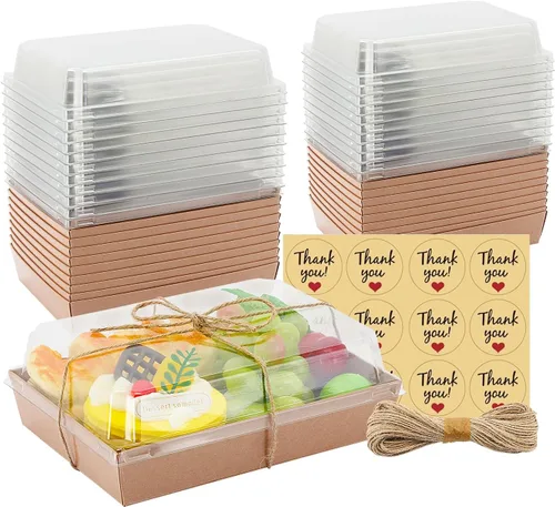 Cajas de embutidos de 7 x 5 x 2.5 pulgadas con tapas transparentes, cajas grandes desechables de postre de panadería, recipientes para llevar para
