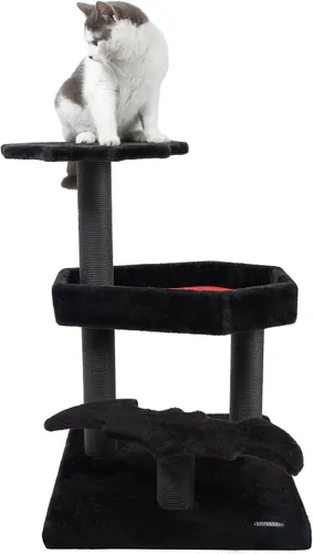 Miniatura 3 de KAMABOKO Árbol gótico para gatos, torre negra para gatos de 30.3 pulgadas con cama de ataúd, condominio para gatos con postes rascadores de sisal