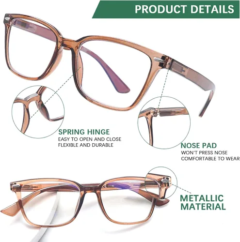 Miniatura 4 de Gafas de lectura para mujeres y hombres, para lectura de computadora, lentes de bloqueo de luz azul, lentes de bisagra de resorte
