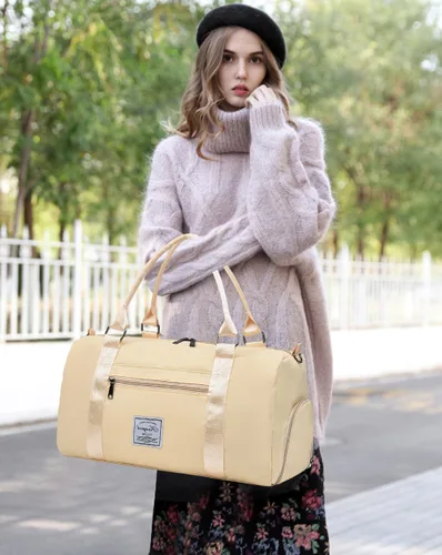 Miniatura 82 de Bolsa de gimnasio con bolsillo húmedo, bolsa de viaje plegable para mujer, bolsa de viaje impermeable para viajes, gimnasio, yoga