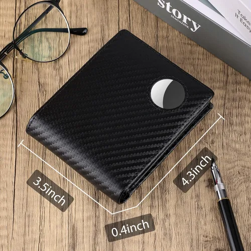 Miniatura 2 de Airtag mens Wallet Rayas negras Cartera de cuero para hombre