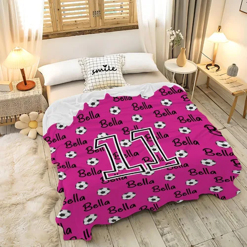 Miniatura 25 de Manta de fútbol para niñas, regalos de fútbol para niñas y niños, manta de franela de forro polar suave y cálida para niñas, regalos de fútbol