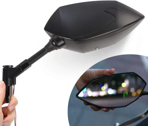 Miniatura 12 de KiWAV Lucifer - Espejos retrovisores LED duales, color negro, indicador de luz de posición de conducción E-Mark M10 M8 para motocicleta universal
