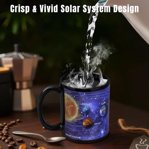 Miniatura 4 de Antner Taza de café con sistema solar que cambia de calor, taza de cerámica mágica sensible al calor, solo lavar a mano, regalos de astronomía