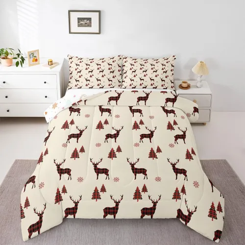 Miniatura 28 de Juego de edredón de Navidad de dibujos animados para niños, tamaño individual, juego de ropa de cama Kawaii de Papá Noel, pingüino, ciervo