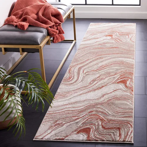 Miniatura 38 de SAFAVIEH Meadow Collection - Alfombra para pasillo, 2 x 7 pies, azul y gris, diseño abstracto moderno, no desprende pelusa y de fácil cuidado, ideal