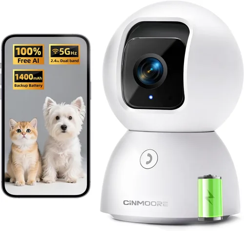 Miniatura 12 de Cámara de Seguridad 5G Interior Paquete de 2, Seguimiento de IA con Reconocimiento Facial Sin Tarifa Mensual, Cámara 3K para Mascotas/Perros
