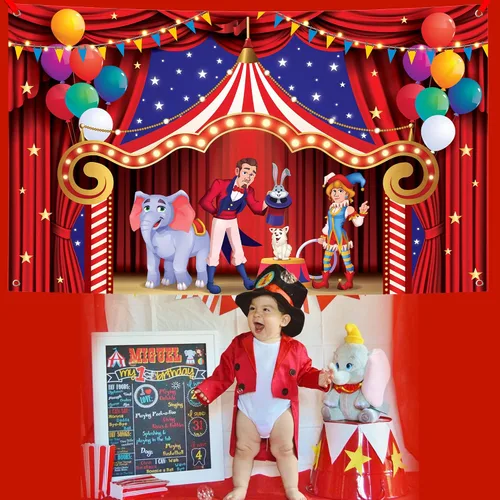 Miniatura 5 de KatchOn, Globo rojo para primer cumpleaños, grande, 40 pulgadas, telón de fondo de carnaval para decoraciones de carnaval, grande de 72 x 44