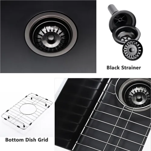 Miniatura 7 de Fregadero de barra negro Undermount-VASOYO - Fregadero de cocina pequeño de 10 x 18 pulgadas, fregaderos de cocina para exteriores, para caravana
