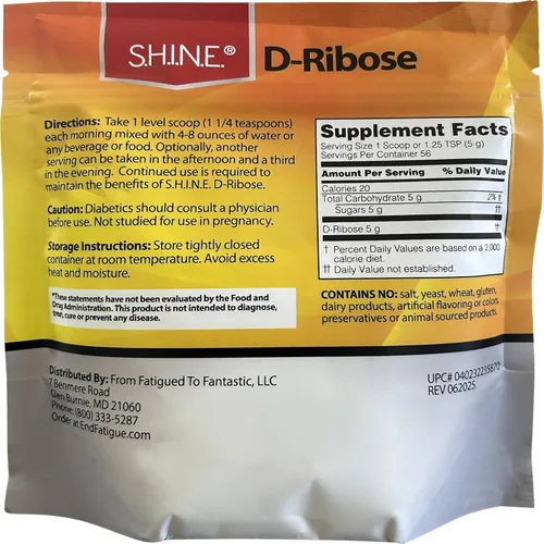 Miniatura 3 de S.H.I.N.E.® D-Ribosa con Bioenergía Ribose® 9.9 oz (280 g)
