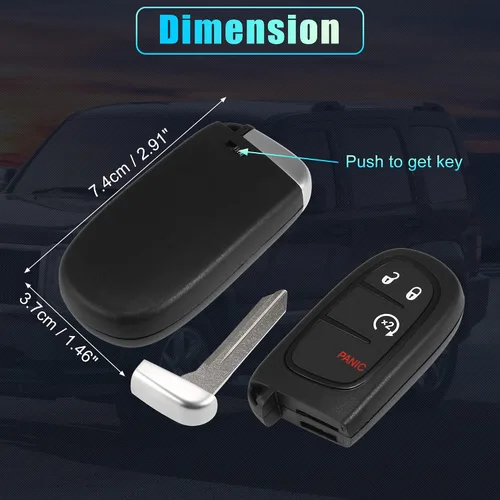 Miniatura 6 de X AUTOHAUX 433MHz GQ4-54T - Llavero remoto de repuesto para Jeep Cherokee 2014-2022, 4 botones con llave de puerta, chip 4A GQ454T