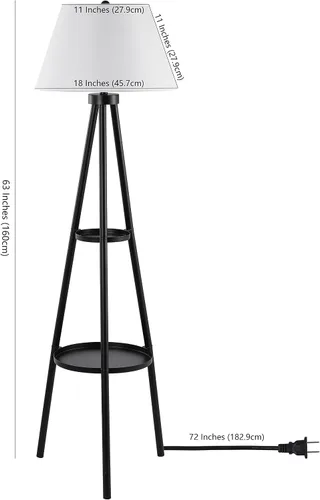 Miniatura 5 de SAFAVIEH Lighting Collection Dorea - Lámpara de pie moderna con trípode de mesa de doble bandeja, color negro, 63 pulgadas (bombilla LED incluida)