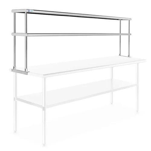 Miniatura 7 de GRIDMANN NSF Estante comercial de acero inoxidable de 2 niveles con sobre-estante doble de 48 pulgadas x 12 pulgadas para mesa de preparación