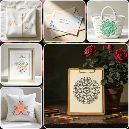 Miniatura 4 de 9Pcs Datura Stencils for Painting