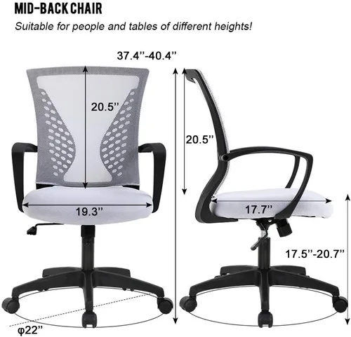Miniatura 7 de HHS Silla de oficina ergonómica de malla, silla de computadora giratoria con ruedas, cómoda silla ejecutiva con soporte lumbar, sillas de gestión