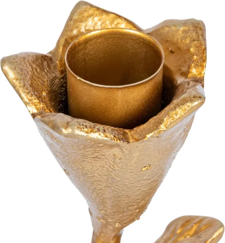 Miniatura 5 de Creative Co-Op Candelabro de hierro fundido forjado a mano con flores y pájaro, dorado