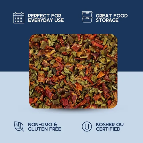 Miniatura 4 de Harmony House Pimientos morrones mezclados secos, cortados en cubitos - Verduras deshidratadas para cocinar, acampar, suministros de emergencia