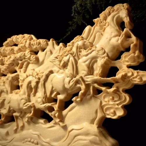 Miniatura 4 de Adornos de estatua de ocho caballos, decoración de oficina en casa, estilo chino, arte asiático, escultura de caballo al éxito, decoración de Feng