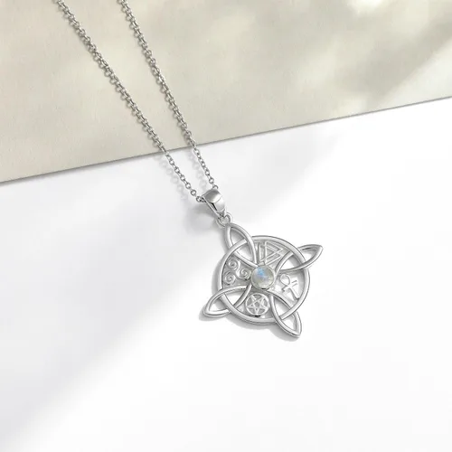 Miniatura 84 de YAFEINI Collar con dije de nudo de bruja de plata de ley, amuleto de bruja de cruz celta, regalo para mujer