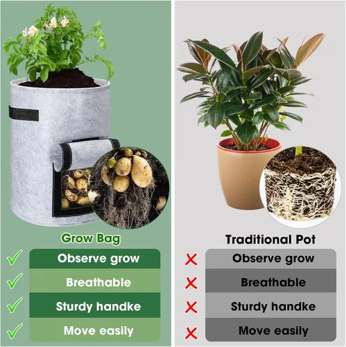 Miniatura 4 de Paquete de 16 bolsas de cultivo de patatas para jardín, bolsas de cultivo de patatas de jardín con solapa, bolsas de cultivo de verduras