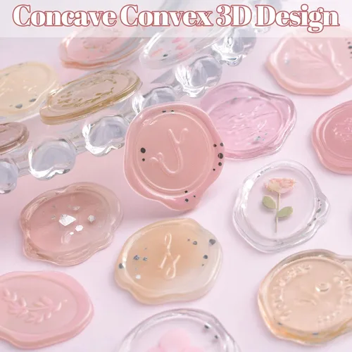 Miniatura 4 de Adhesivos de sellado de cera prefabricados transparentes, 54 adhesivos impermeables para invitaciones de boda, envoltura de regalos de cumpleaños