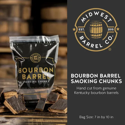 Miniatura 2 de Midwest Barrel Co. Bolsa de trozos de madera para barbacoa humeante de barril de bourbon - Trozos auténticos de madera de roble blanco americano