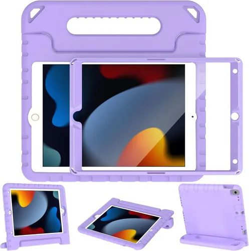 Miniatura 9 de LTROP Funda infantil para iPad de 9ª/8ª/7ª generación (2021/2020/2019), iPad 10.2 con protector de pantalla integrado, funda para niños con soporte