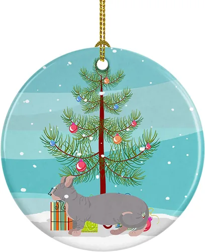 Miniatura 156 de Caroline's Treasures Adorno de cerámica con texto en inglés "Merry Christmas" para colgar en el árbol de Navidad, decoración para el hogar, Navidad