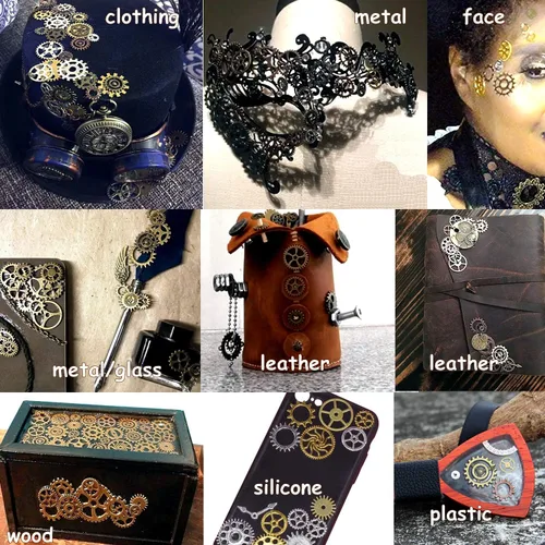 Miniatura 5 de BIHRTC 100 gramos de engranajes steampunk de metal antiguo surtidos en colores para manualidades, dijes para reloj, rueda de reloj, engranaje